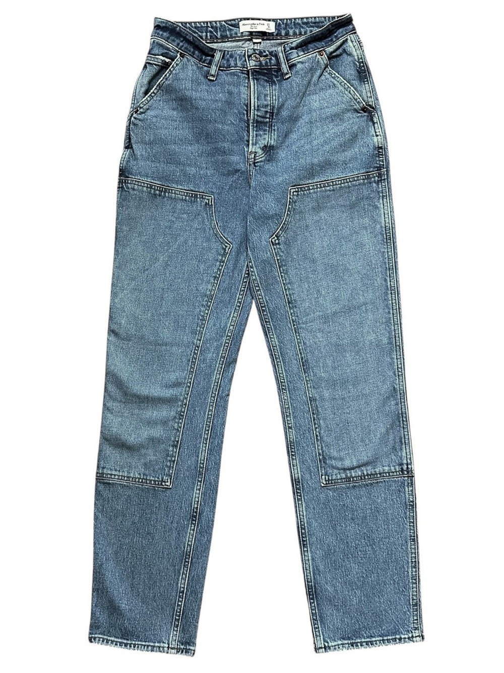 Abercrombie & Fitch Curve Love The Dad High Rise Double Knee Straight Jeans Sz 4